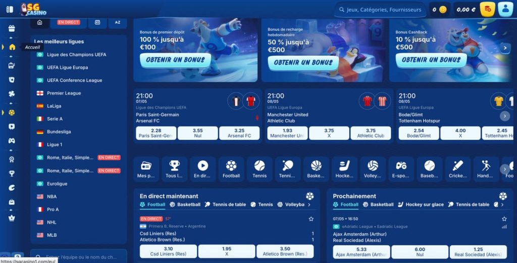 Sg Casino bonus paris sportifs